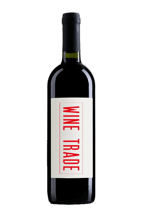 Vinflaska med Wine Trade på etiketten.